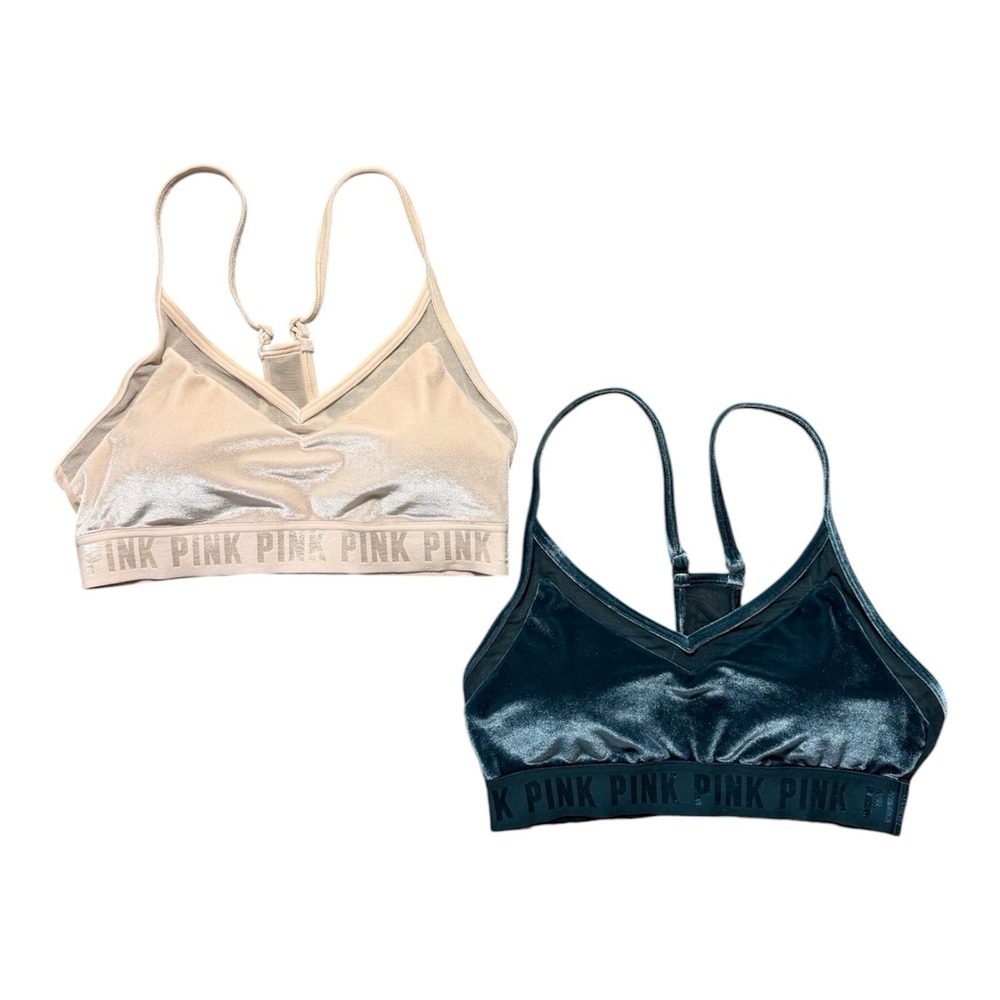 Lot of 2 PINK Victoria's Secret Ultimate Lightly Lined Velvet Sports Bras M